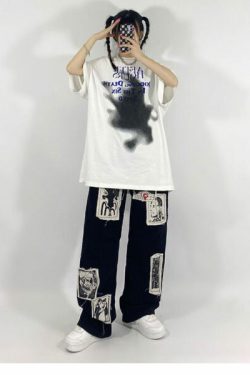 Cora Patchwork Pants - Y2K Summer Grunge, 90S Retro, Gothic Y2K, Y2K Club & Party Out