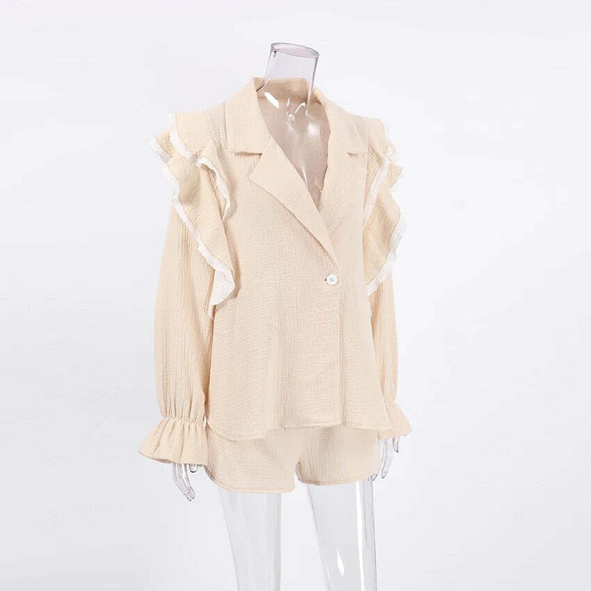 Courtney Ruffle Co-Ord Set - Y2K Summer Outfits, 90S Fashion, Grunge, Retro Style, Y2K Courtney Ruffle Co-Ord Set - Y2K Summer Outfits, 90S Fashion, Grunge, Retro Style, Y2K