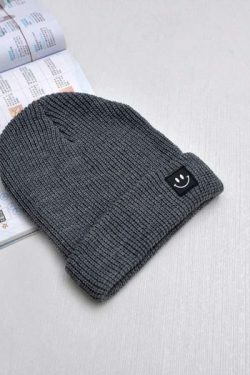 Cute Smiley Knit Beanie - Y2K Summer, 90S Grunge, Retro 70S, Pastel Goth, Y2K