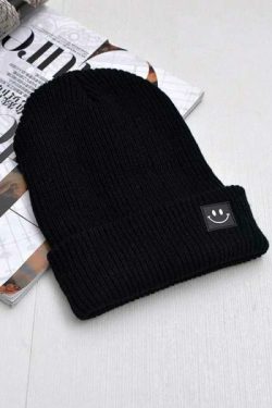 Cute Smiley Knit Beanie - Y2K Summer, 90S Grunge, Retro 70S, Pastel Goth, Y2K