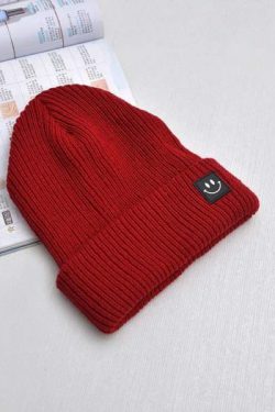 Cute Smiley Knit Beanie - Y2K Summer, 90S Grunge, Retro 70S, Pastel Goth, Y2K