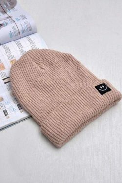 Cute Smiley Knit Beanie - Y2K Summer, 90S Grunge, Retro 70S, Pastel Goth, Y2K