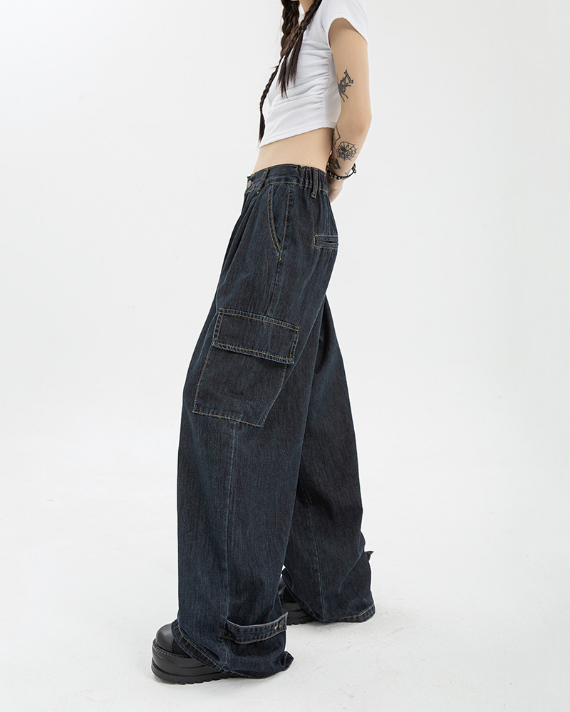 Dark Blue Baggy Jeans - Y2K Summer Grunge, 90S Retro, Hip Hop Fashion, Y2K Club & Party Outfits Dark Blue Baggy Jeans - Y2K Summer Grunge, 90S Retro, Hip Hop Fashion, Y2K Club & Party Outfits