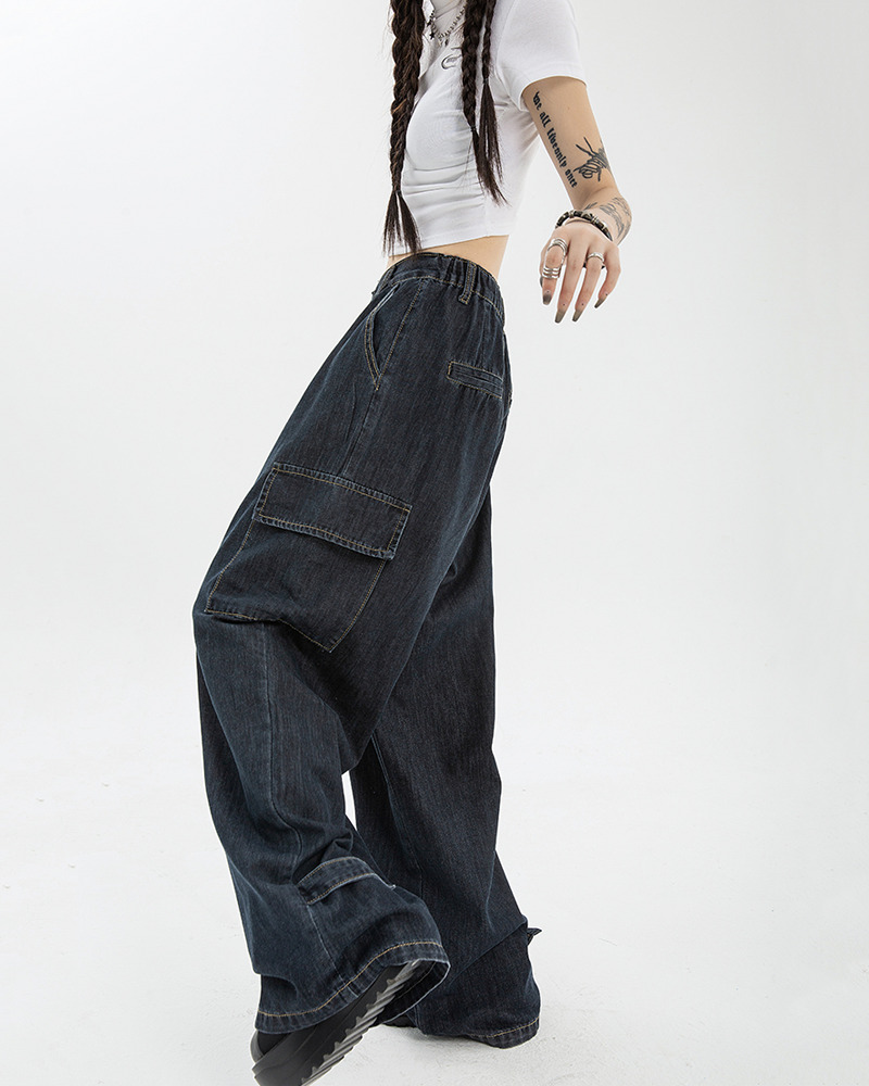 Dark Blue Baggy Jeans - Y2K Summer Grunge, 90S Retro, Hip Hop Fashion, Y2K Club & Party Outfits Dark Blue Baggy Jeans - Y2K Summer Grunge, 90S Retro, Hip Hop Fashion, Y2K Club & Party Outfits