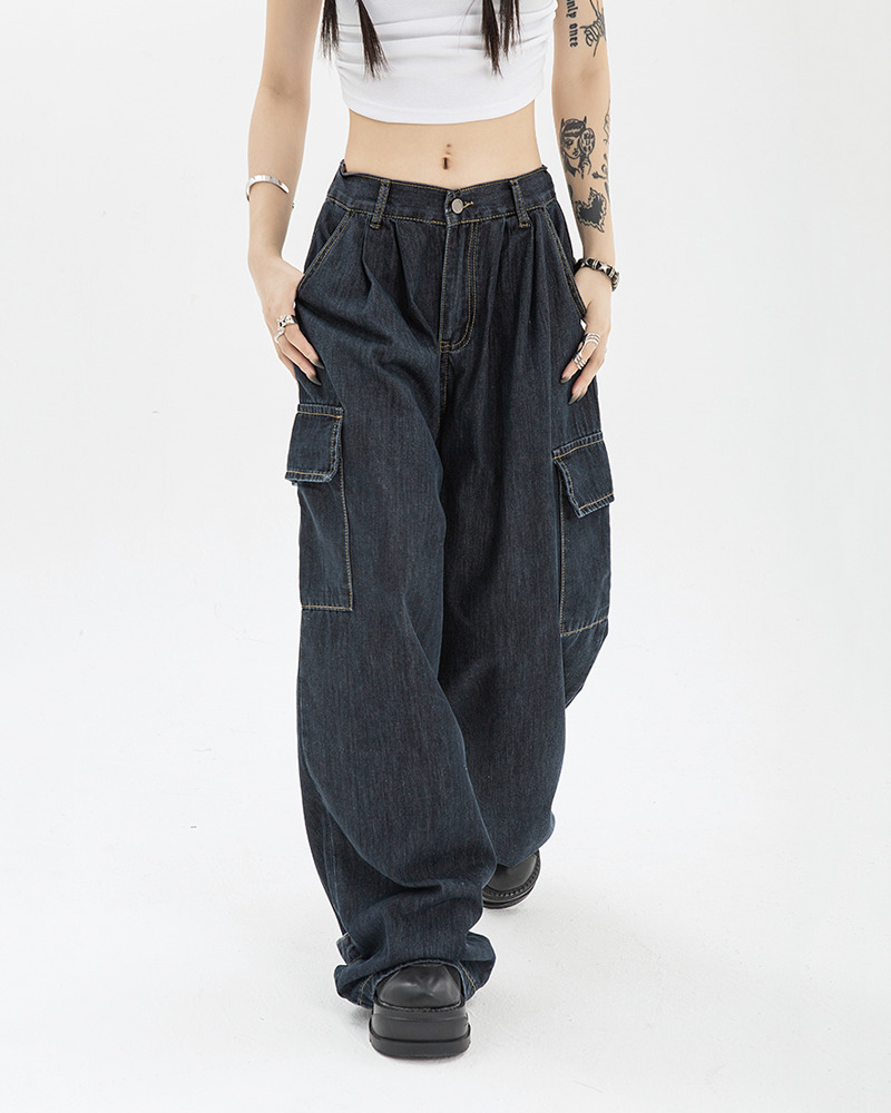 Dark Blue Baggy Jeans - Y2K Summer Grunge, 90S Retro, Hip Hop Fashion, Y2K Club & Party Outfits Dark Blue Baggy Jeans - Y2K Summer Grunge, 90S Retro, Hip Hop Fashion, Y2K Club & Party Outfits