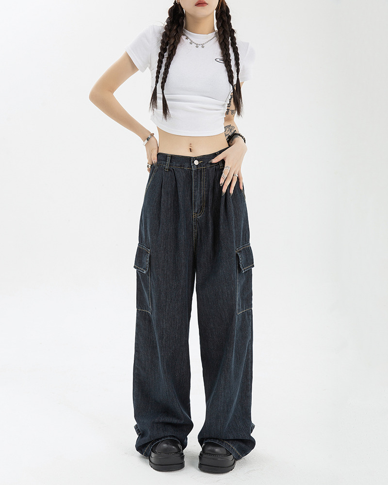 Dark Blue Baggy Jeans - Y2K Summer Grunge, 90S Retro, Hip Hop Fashion, Y2K Club & Party Outfits Dark Blue Baggy Jeans - Y2K Summer Grunge, 90S Retro, Hip Hop Fashion, Y2K Club & Party Outfits