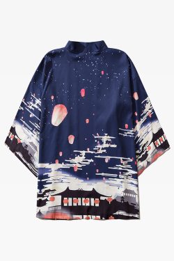 Dark Blue Kimono Jacket - Y2K Summer Grunge, 90S Retro, Gothic Y2K, Y2K Party Outfit