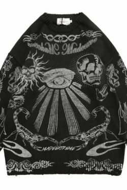 Dark Visions Sweater - Y2K Grunge, 90S Fashion, Retro Goth, Summer Y2K Outfits, Pastel Goth