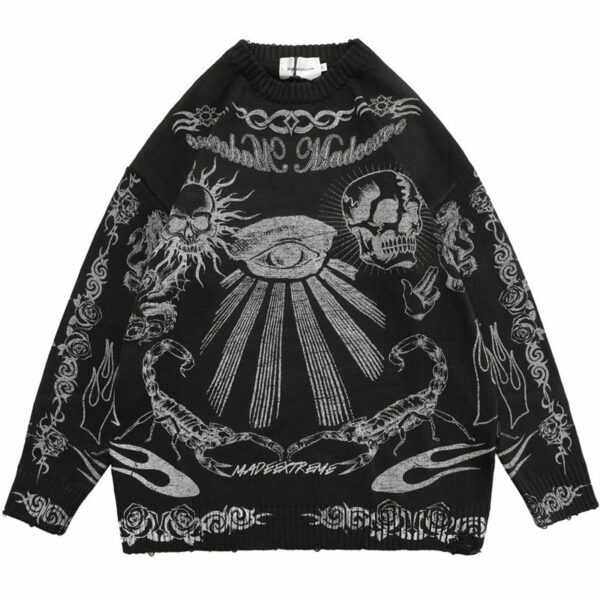 Dark Visions Sweater - Y2K Grunge, 90S Fashion, Retro Goth, Summer Y2K Outfits, Pastel Goth Dark Visions Sweater - Y2K Grunge, 90S Fashion, Retro Goth, Summer Y2K Outfits, Pastel Goth