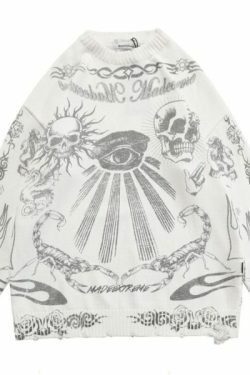 Dark Visions Sweater - Y2K Grunge, 90S Fashion, Retro Goth, Summer Y2K Outfits, Pastel Goth