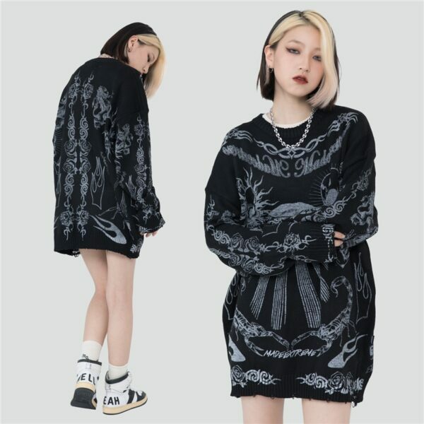 Dark Visions Sweater - Y2K Grunge, 90S Fashion, Retro Goth, Summer Y2K Outfits, Pastel Goth Dark Visions Sweater - Y2K Grunge, 90S Fashion, Retro Goth, Summer Y2K Outfits, Pastel Goth