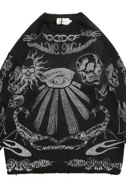 Dark Visions Sweater - Y2K Grunge, 90S Fashion, Retro Goth, Summer Y2K Outfits, Pastel Goth