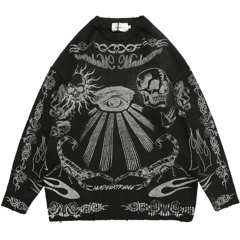 Dark Visions Sweater - Y2K Grunge, 90S Fashion, Retro Goth, Summer Y2K Outfits, Pastel Goth Dark Visions Sweater - Y2K Grunge, 90S Fashion, Retro Goth, Summer Y2K Outfits, Pastel Goth