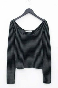Deeptown Vintage Y2K Striped Crop Tops - 90S Grunge Aesthetic Long Sleeve Casual Tees