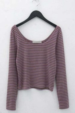 Deeptown Vintage Y2K Striped Crop Tops - 90S Grunge Aesthetic Long Sleeve Casual Tees