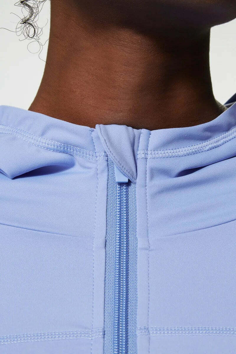 Doina Blue Hooded Long Sleeve Sports Top - Y2K Summer, 90S Fashion, Grunge, Retro Style Doina Blue Hooded Long Sleeve Sports Top - Y2K Summer, 90S Fashion, Grunge, Retro Style