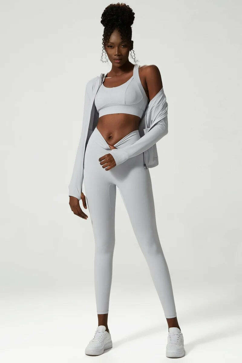 Doina Hooded Long Sleeve Sports Top Ice Grey - Y2K Summer, 90S Fashion, Grunge, Retro Style Doina Hooded Long Sleeve Sports Top Ice Grey - Y2K Summer, 90S Fashion, Grunge, Retro Style