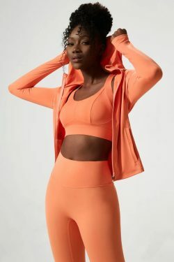 Doina Orange Hooded Long Sleeve Sports Top - Y2K Summer, 90S Fashion, Grunge, Retro Style