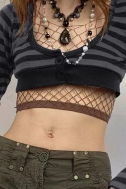 Eleanor Striped Long Sleeve Crop Top - Y2K Fashion, 90S Grunge, Retro Summer Outfit