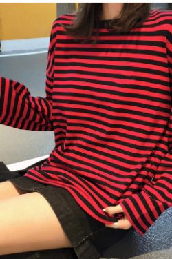 Eliana Long Sleeve Striped Shirt - Y2K Summer, 90S Grunge, Retro, Pastel Goth, Y2K Club Outfit