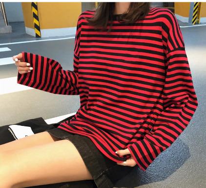 Eliana Long Sleeve Striped Shirt - Y2K Summer, 90S Grunge, Retro, Pastel Goth, Y2K Club Outfit