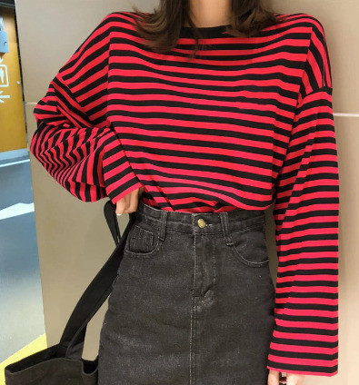 Eliana Long Sleeve Striped Shirt - Y2K Summer, 90S Grunge, Retro, Pastel Goth, Y2K Club Outfit