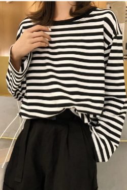 Eliana Long Sleeve Striped Shirt - Y2K Summer, 90S Grunge, Retro, Pastel Goth, Y2K Club Outfit