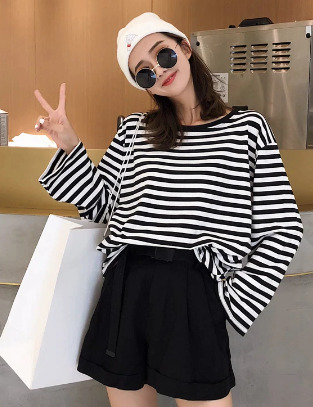 Eliana Long Sleeve Striped Shirt - Y2K Summer, 90S Grunge, Retro, Pastel Goth, Y2K Club Outfit