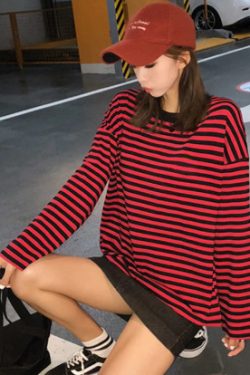 Eliana Long Sleeve Striped Shirt - Y2K Summer, 90S Grunge, Retro, Pastel Goth, Y2K Club Outfit