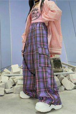 Elisa Plaid Cargo Pants - Y2K Grunge 90S Fashion, Retro Summer Outfits, Gothic Y2K Style