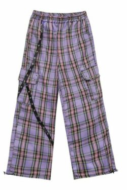 Elisa Plaid Cargo Pants - Y2K Grunge 90S Fashion, Retro Summer Outfits, Gothic Y2K Style