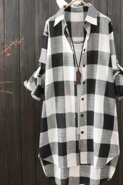 Eliza Plaid Midi Shirt - Y2K Summer Grunge Outfit, 90S Retro Style, Pastel Goth Fashion