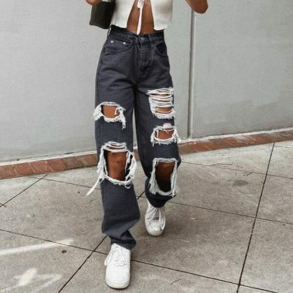 Ellie Ripped Jeans - Y2K Summer Grunge, 90S Retro, Gothic Y2K, Hip Hop Fashion, Y2K Ellie Ripped Jeans - Y2K Summer Grunge, 90S Retro, Gothic Y2K, Hip Hop Fashion, Y2K