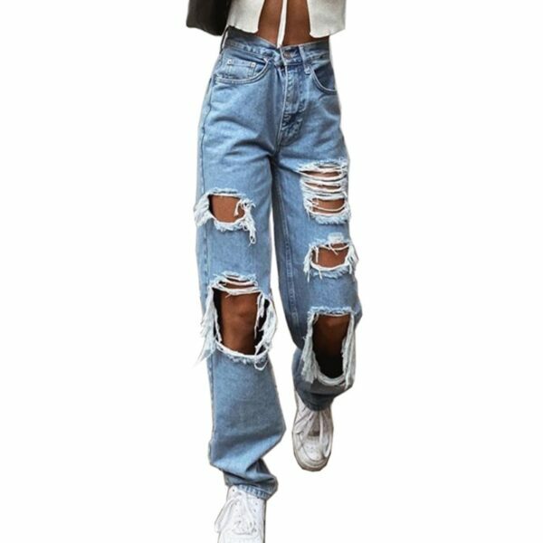 Ellie Ripped Jeans - Y2K Summer Grunge, 90S Retro, Gothic Y2K, Hip Hop Fashion, Y2K Ellie Ripped Jeans - Y2K Summer Grunge, 90S Retro, Gothic Y2K, Hip Hop Fashion, Y2K