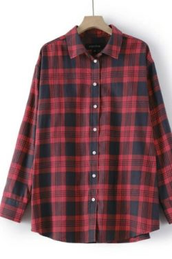 Emersyn Women Plaid Shirt Loose - Y2K Summer Grunge 90S Fashion Retro Goth Outfits