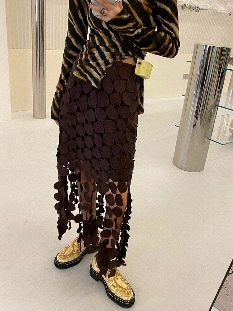 Emili Midi Skirt - Y2K Summer Grunge Outfit, 90S Fashion, Retro Style, Pastel Goth Vibes