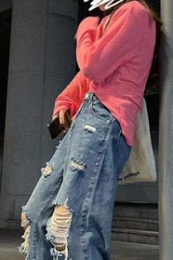 Emma Ripped Grunge Jeans - Y2K Summer, 90S Fashion, Retro Style, Y2K Club & Party Outfits