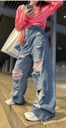 Emma Ripped Grunge Jeans - Y2K Summer, 90S Fashion, Retro Style, Y2K Club & Party Outfits