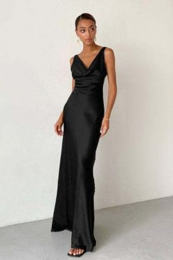 Enela Satin Maxi Dress - Y2K Summer, 90S Grunge, Retro Style, Y2K Party & Club Outfits