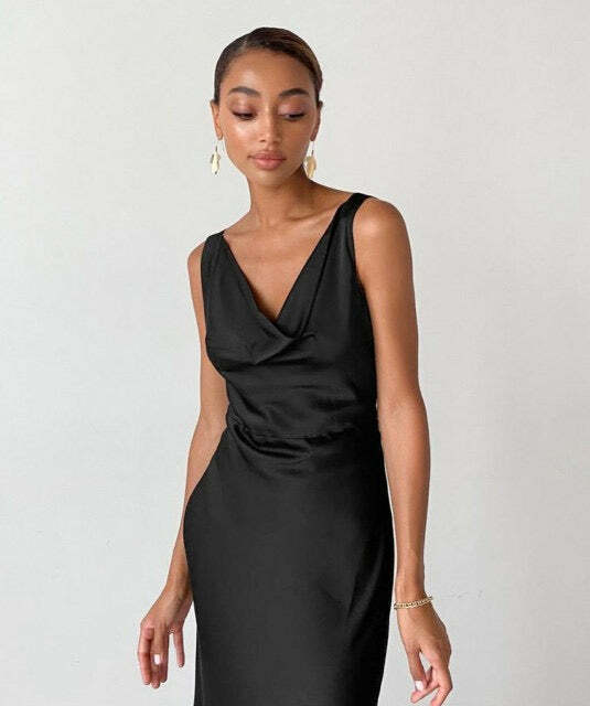 Enela Satin Maxi Dress - Y2K Summer, 90S Grunge, Retro Style, Y2K Party & Club Outfits