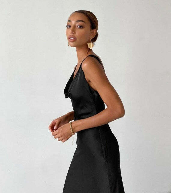 Enela Satin Maxi Dress - Y2K Summer, 90S Grunge, Retro Style, Y2K Party & Club Outfits