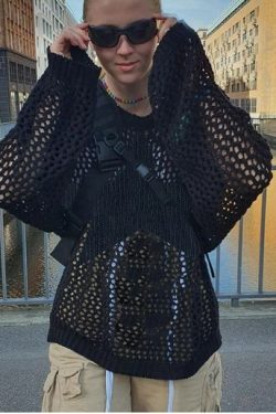 Esther Knit Crochet Shirt - Y2K Summer Grunge Top, 90S Retro Style, Pastel Goth, Y2K Party Outfit