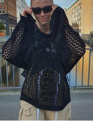 Esther Knit Crochet Shirt - Y2K Summer Grunge Top, 90S Retro Style, Pastel Goth, Y2K Party Outfit Esther Knit Crochet Shirt - Y2K Summer Grunge Top, 90S Retro Style, Pastel Goth, Y2K Party Outfit