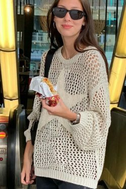 Esther Knit Crochet Shirt - Y2K Summer Grunge Top, 90S Retro Style, Pastel Goth, Y2K Party Outfit