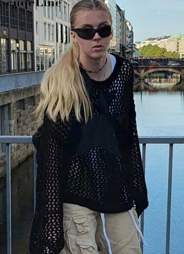 Esther Knit Crochet Shirt - Y2K Summer Grunge Top, 90S Retro Style, Pastel Goth, Y2K Party Outfit Esther Knit Crochet Shirt - Y2K Summer Grunge Top, 90S Retro Style, Pastel Goth, Y2K Party Outfit