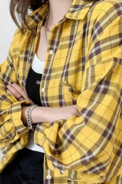 Everleigh Plaid Women Shirt - Y2K Summer Grunge, 90S Retro, Y2K Party & Club Outfits