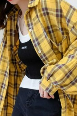 Everleigh Plaid Women Shirt - Y2K Summer Grunge, 90S Retro, Y2K Party & Club Outfits