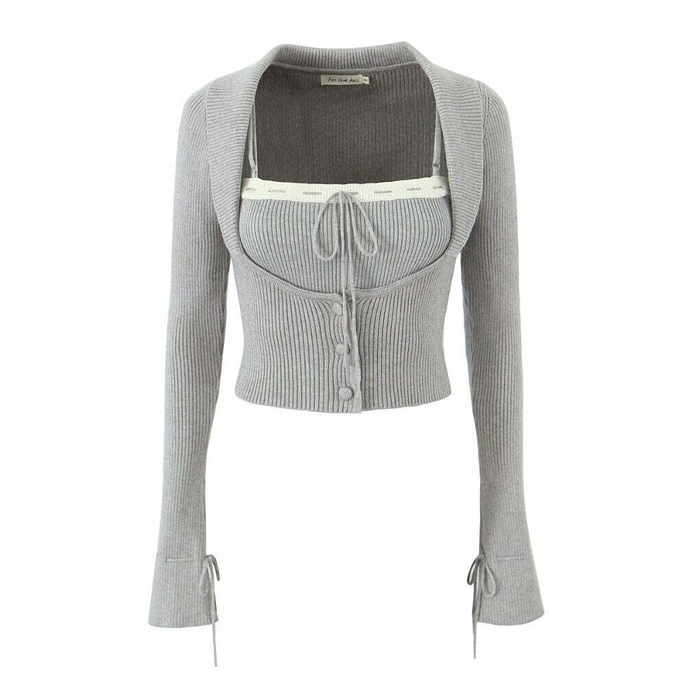 Everly Y2K Two Piece Sweater Set - 90S Grunge, Retro Summer Outfit, Pastel Goth Fashion Everly Y2K Two Piece Sweater Set - 90S Grunge, Retro Summer Outfit, Pastel Goth Fashion