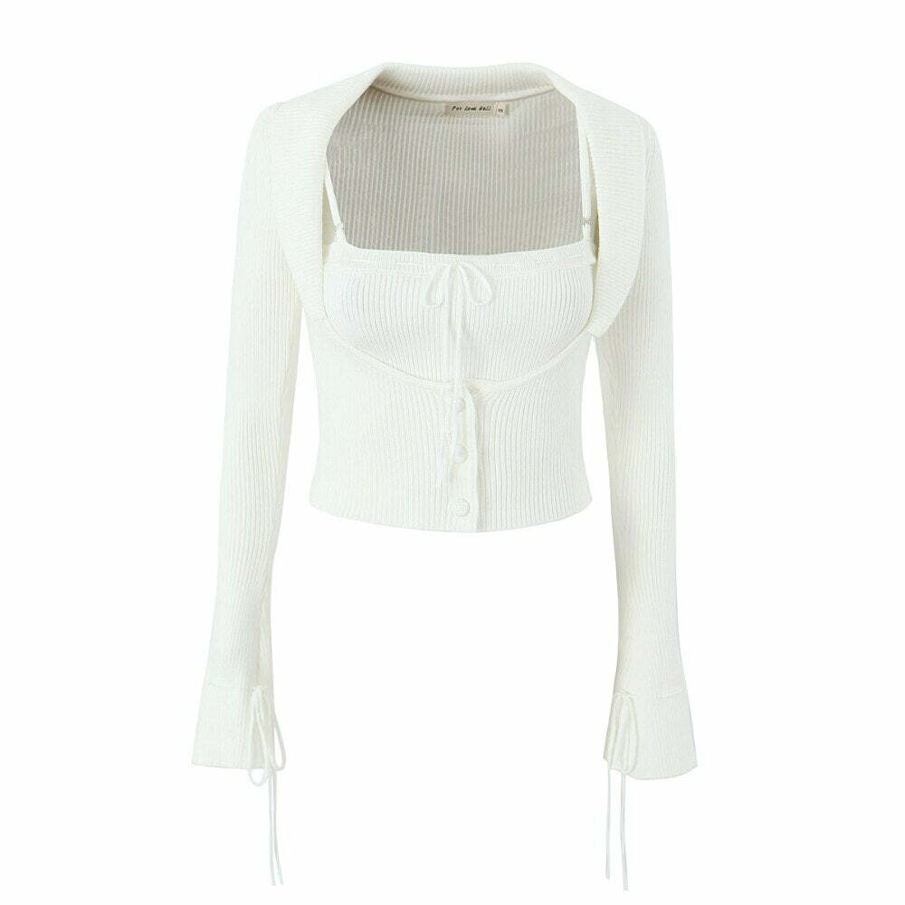 Everly Y2K Two Piece Sweater Set - 90S Grunge, Retro Summer Outfit, Pastel Goth Fashion Everly Y2K Two Piece Sweater Set - 90S Grunge, Retro Summer Outfit, Pastel Goth Fashion