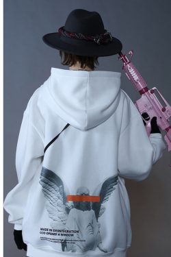 Fallen Angel Hoodie - Y2K Summer Grunge, 90S Retro, Gothic Y2K, Pastel Goth, Y2K Club